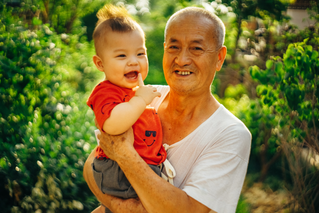 Asian grandfather with grandchild