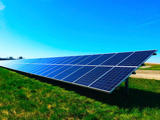 solar panels in a green field