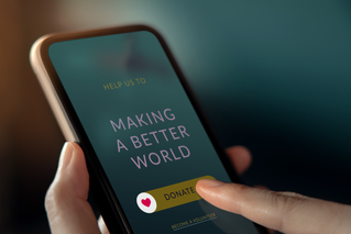 "making a better world" on phone screen