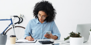 woman working on budget