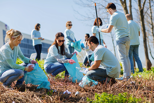 volunteers cleaning environment