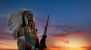 Native American with headdress 