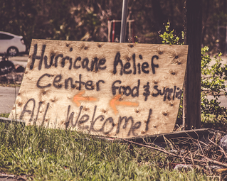 handmade sign for hurricane relief