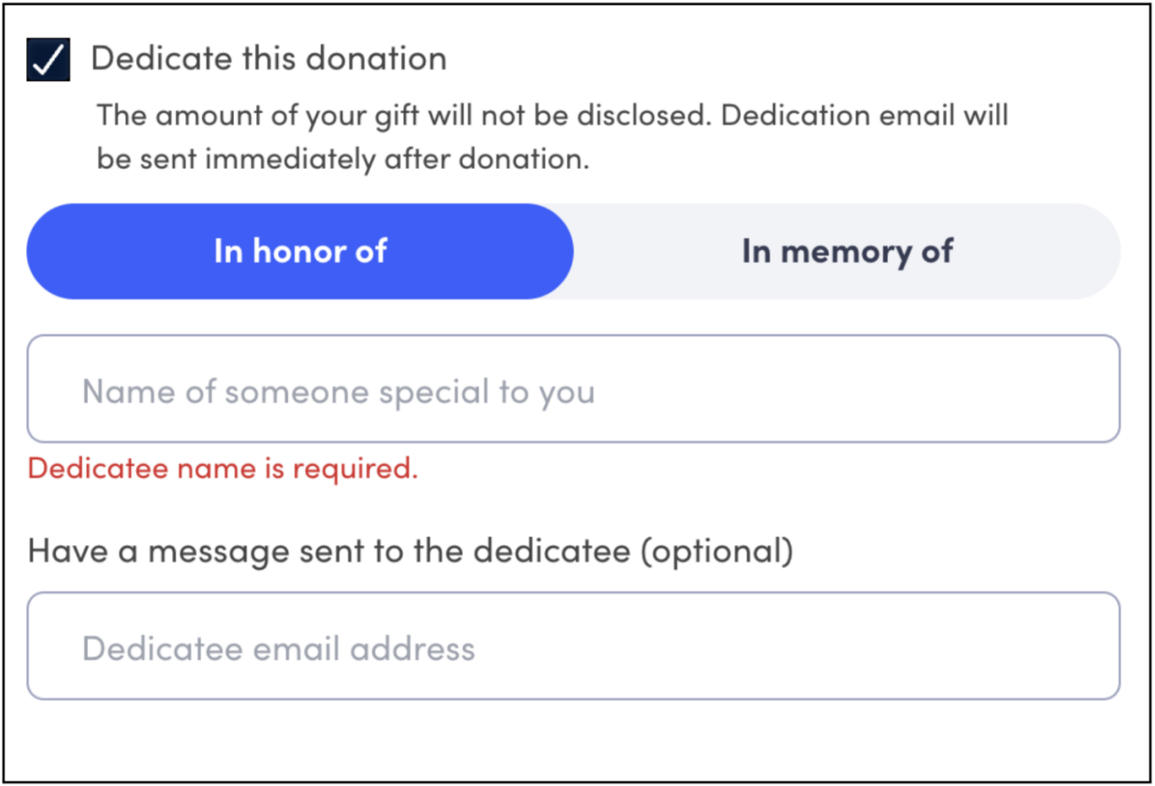 An image of the donation dedication window