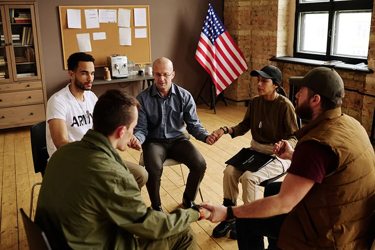 Veterans in a support group
