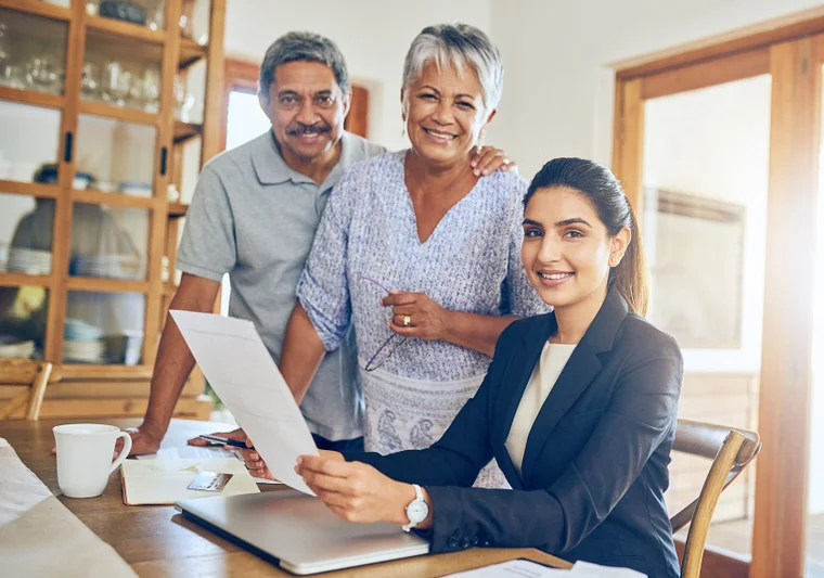 A couple with a professional, creating a will together