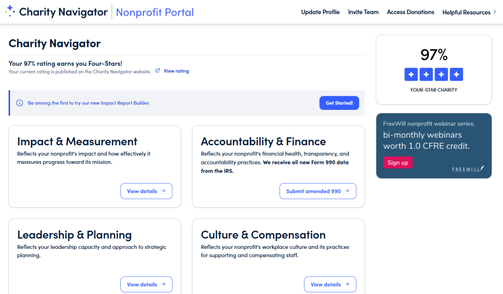 CN Nonprofit Portal Dashboard