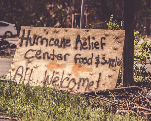 hurricane relief sign
